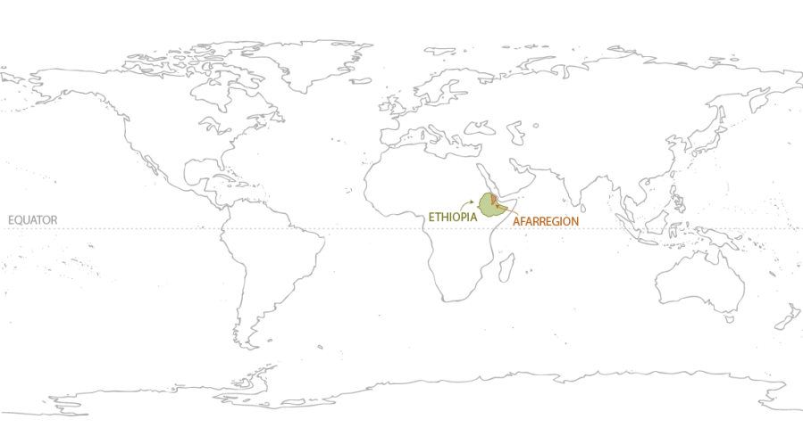 Map of the Afar region within the Horn of Africa